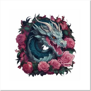 Dragon in a Wreath of Roses Posters and Art